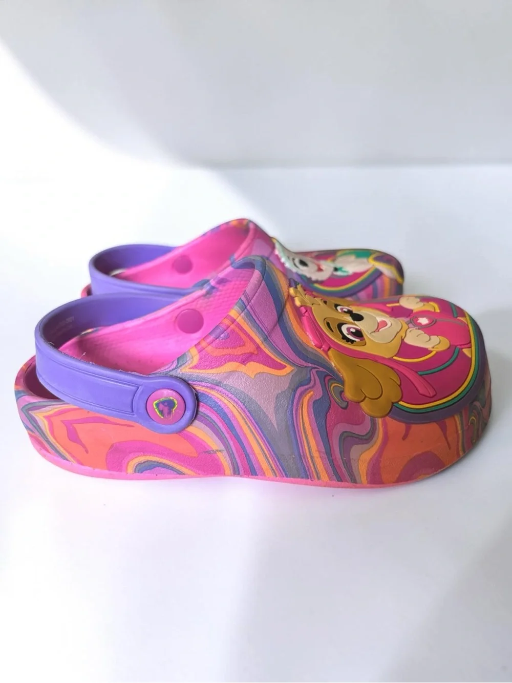 Paw Patrol Skye Everest Girls Clogs Size 11/12 Pink Purple Rainbow Tie Dye Shoe